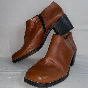 Damiani's Bootie Leather Chunky Heel Y2K Academia Slip on Loafer Square Toe Shoe